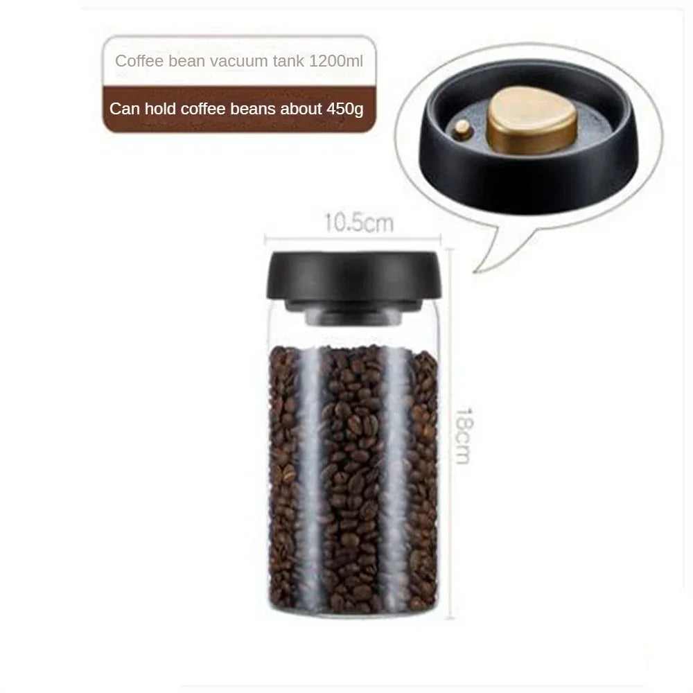 Glass Coffee Bean Storage Jar with Airtight Seal