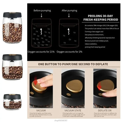 Glass Coffee Bean Storage Jar with Airtight Seal