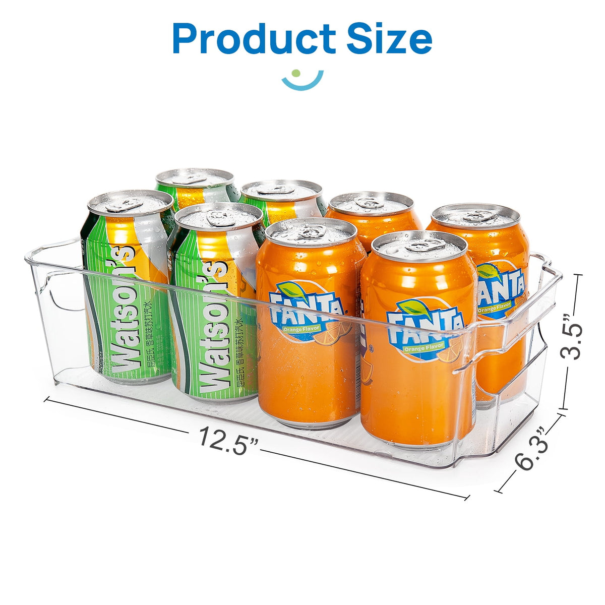 Refrigerator Organizer Bins, 8Pcs Clear Bins, Pantry Kitchen Organization and Storage, 12.5" Long