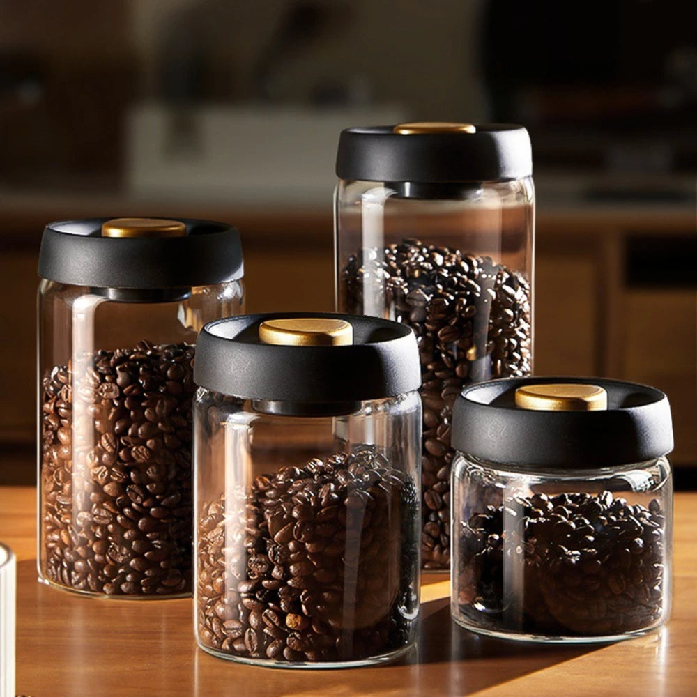 Glass Coffee Bean Storage Jar with Airtight Seal