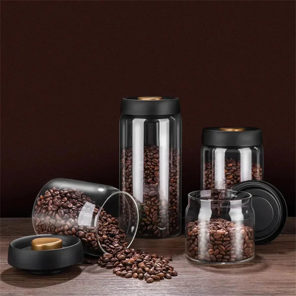 Glass Coffee Bean Storage Jar with Airtight Seal